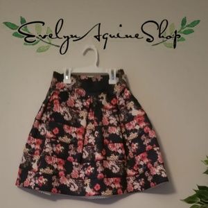 Xhilaration Navy Floral Skater Skirt